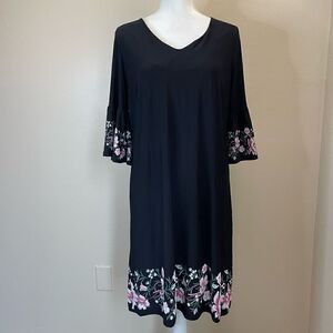 Roz& Ali | Large| Stretch| Soft| Bell sleeves| Midi| Dress| Floral Print